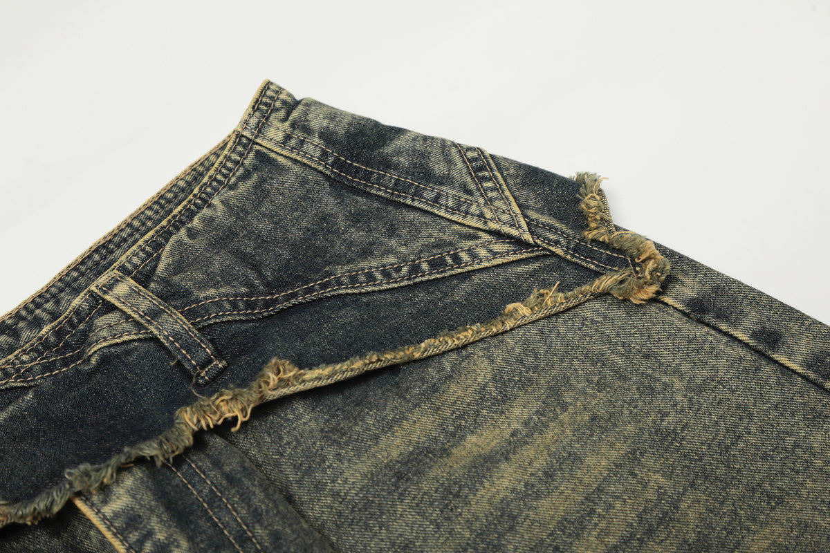 Vintage distressed irregular jeans