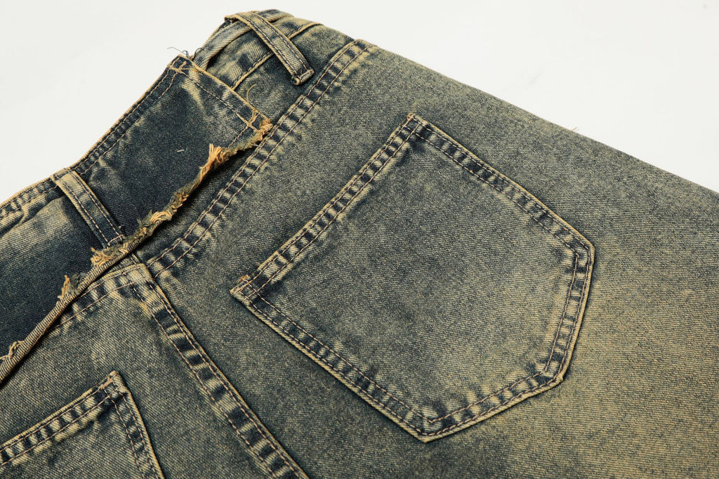 Vintage distressed irregular jeans