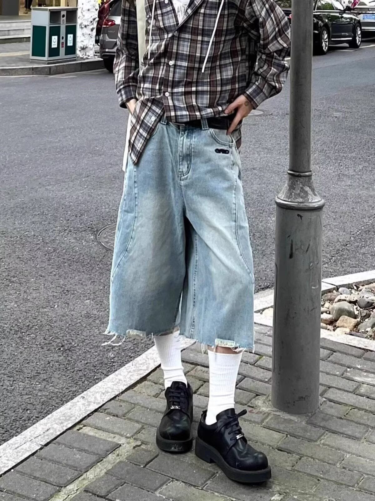 Vintage Retro Denim Shorts for Men