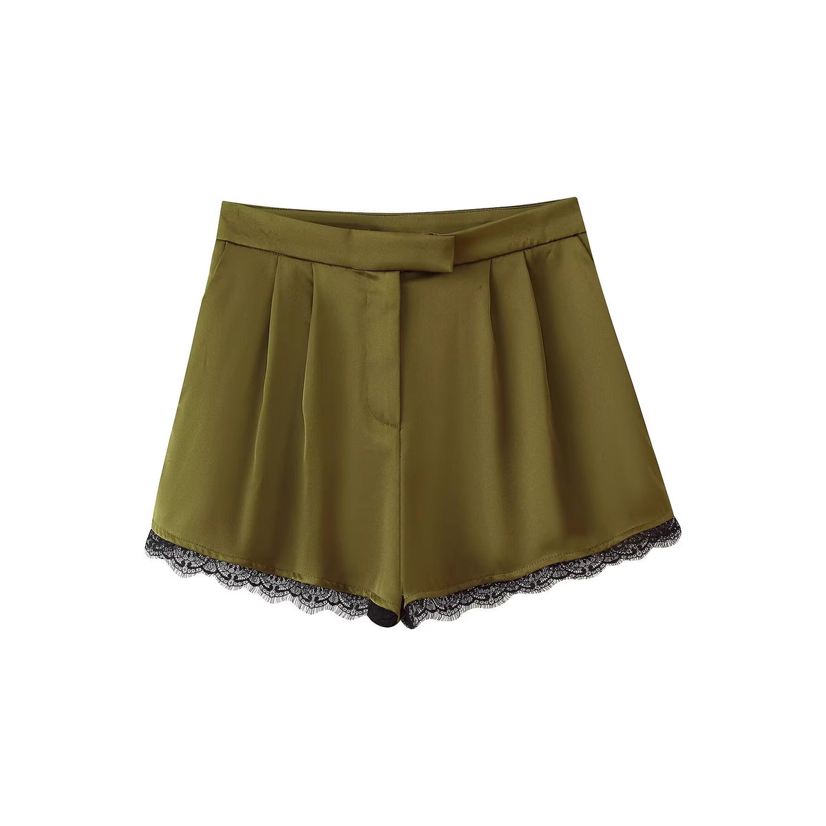 Satin lace high waisted shorts