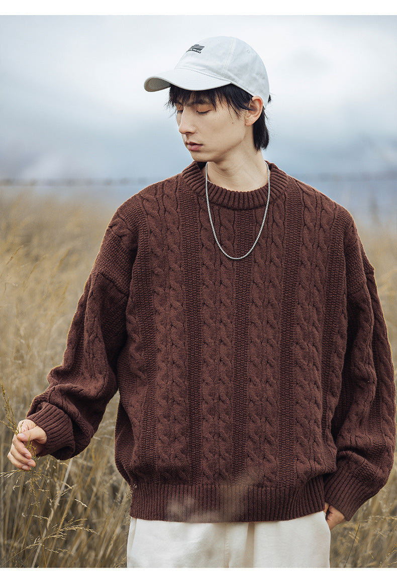Round neck loose sweater for men