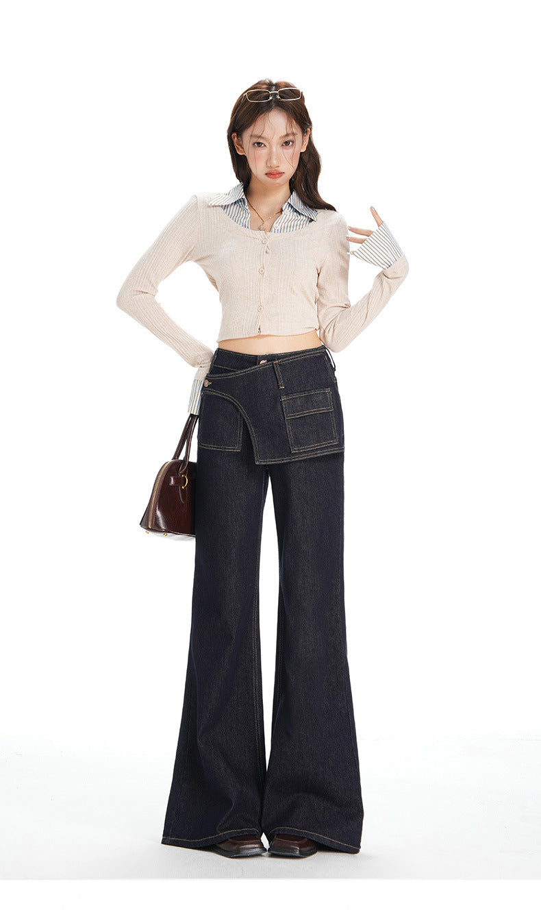 Deep Blue Wide-Leg Jeans
