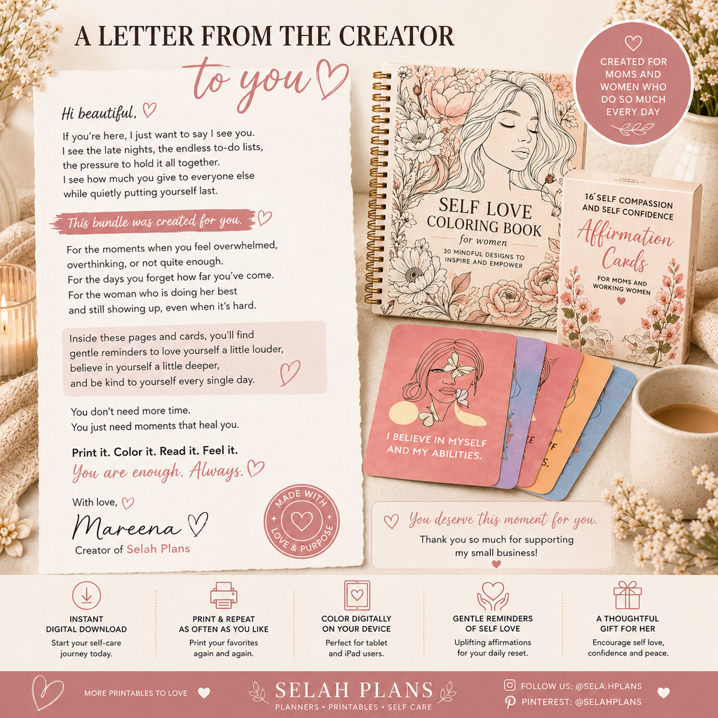 bundle affirmation cards and colouring book for women