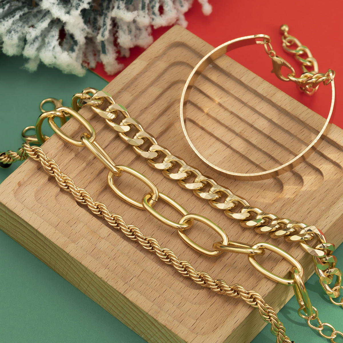 Stacked Metal Smooth Bracelet for Women