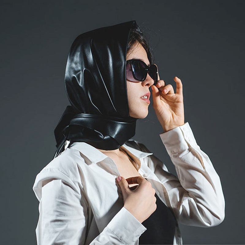 Artificial leather triangle scarf