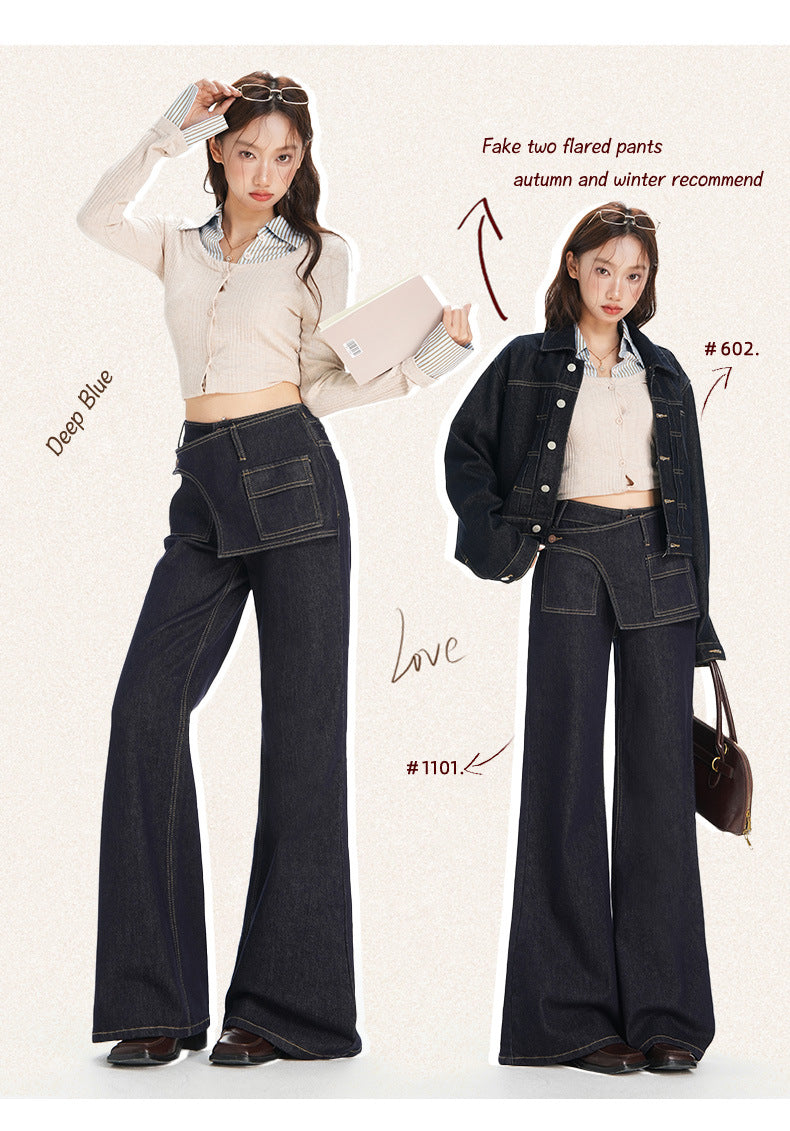 Deep Blue Wide-Leg Jeans
