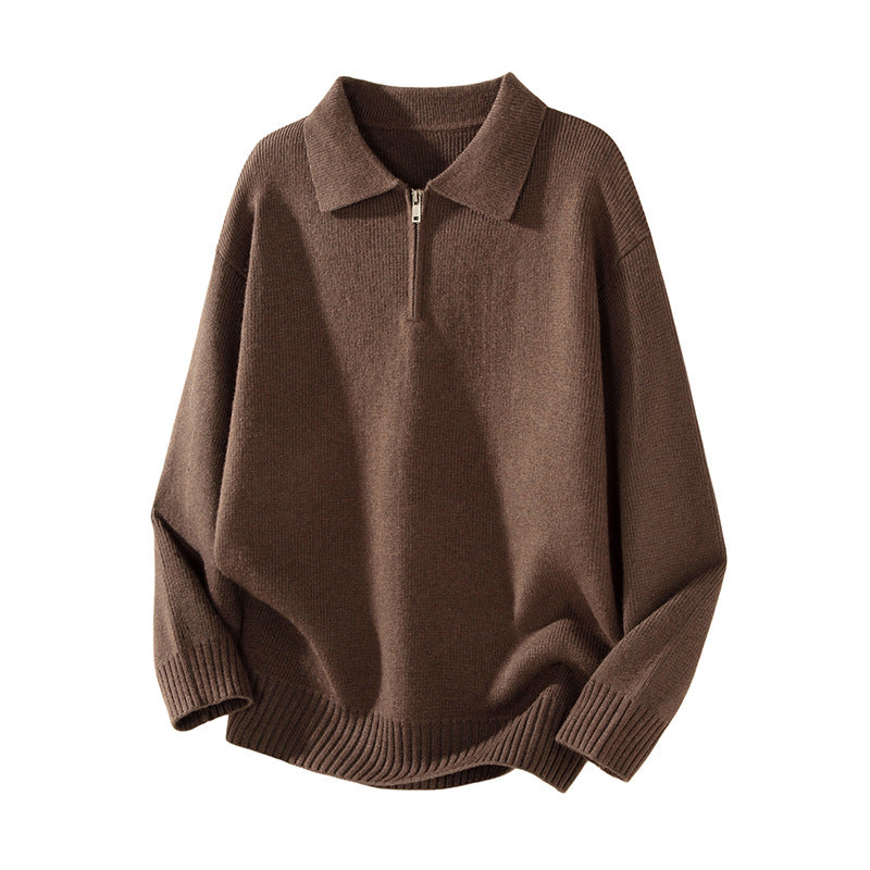 Simple Polo Neck Knitwear for Men