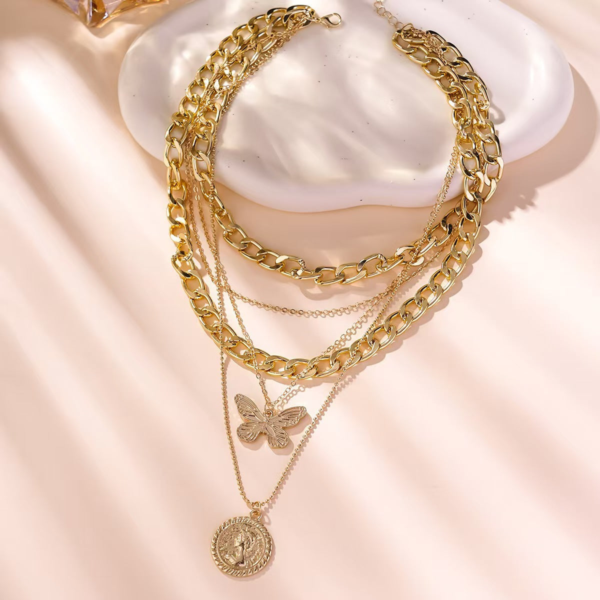 Alloy layered necklace
