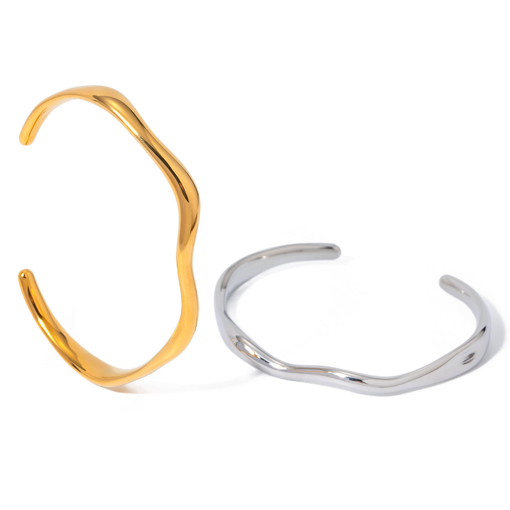 Fine Ripple Open Bangle