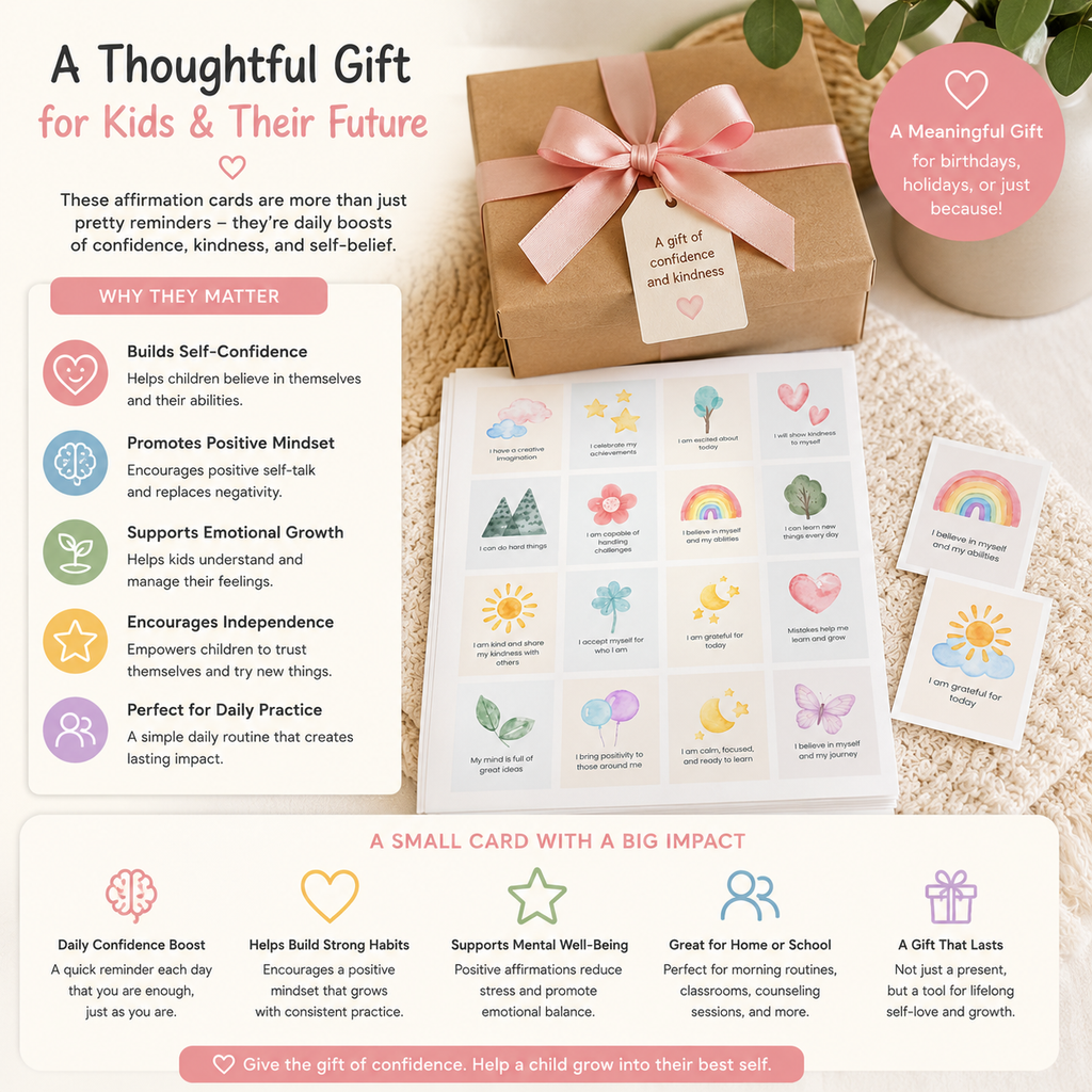 Printable affirmation cards for kids classroom activity