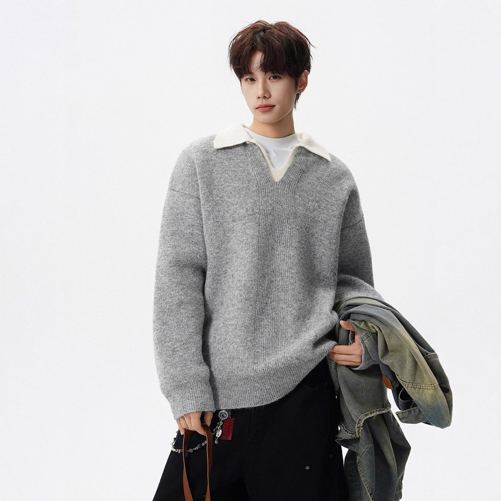 Turn-Down Collar Sweater for Men
