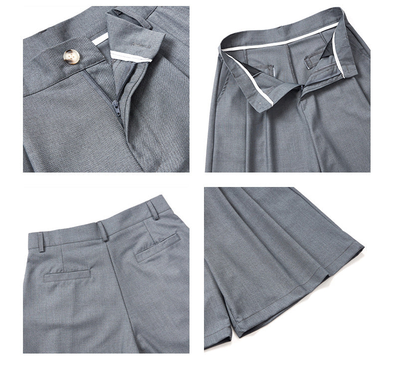 Shorts with Pleats and Diagonal Pockets