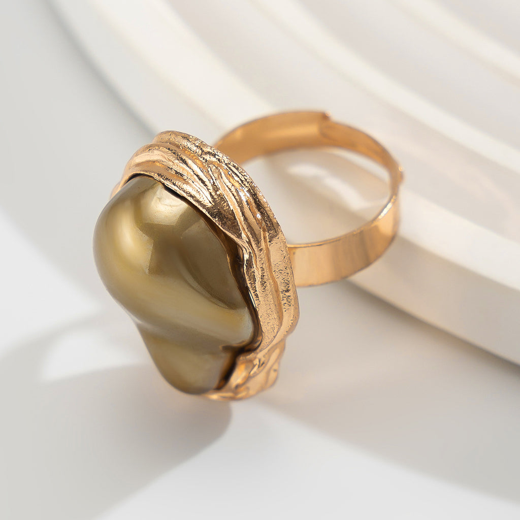 New Baroque inlaid irregular pearl rings