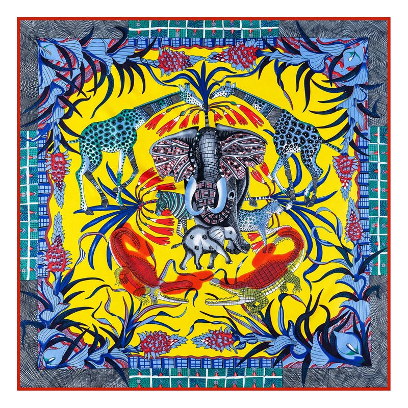 Twill silk square scarf