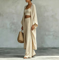 High waist wide leg pants set