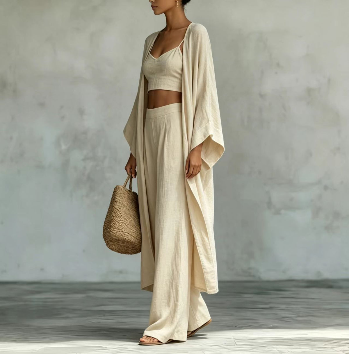 High waist wide leg pants set