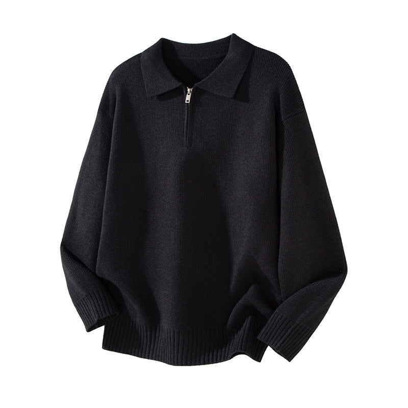Simple Polo Neck Knitwear for Men