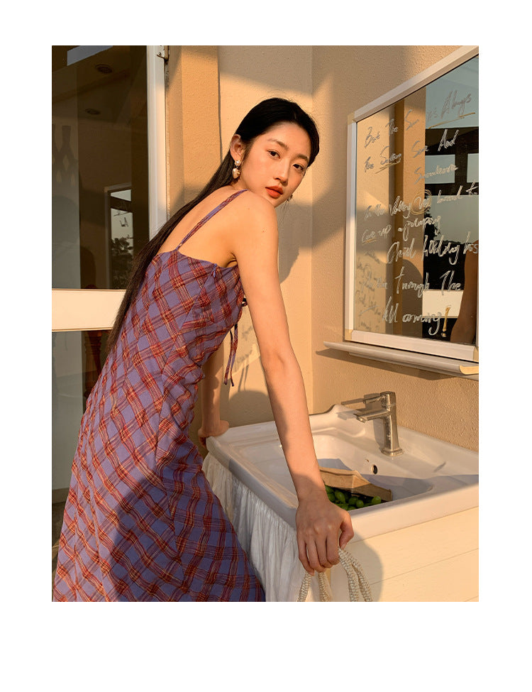 Plaid camisole dress for women