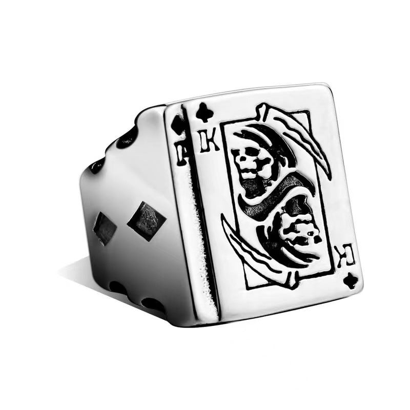 Poker card titanium steel ring