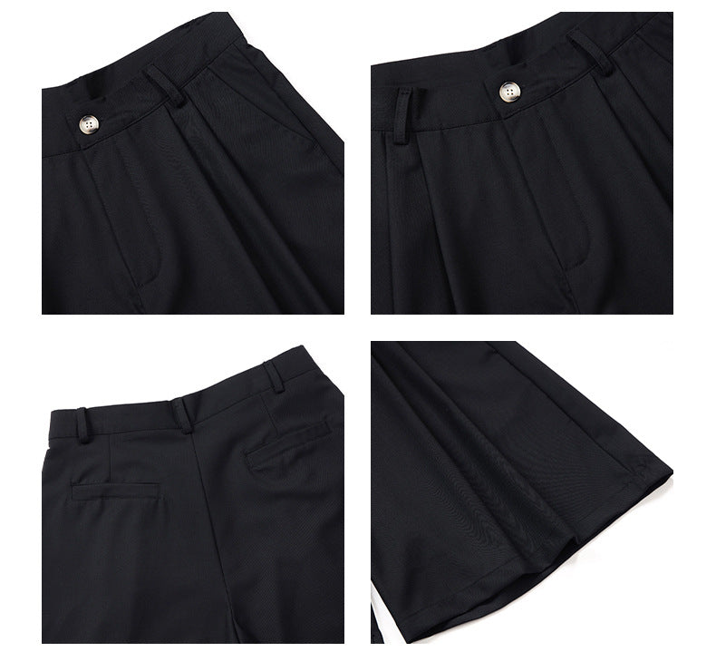 Shorts with Pleats and Diagonal Pockets