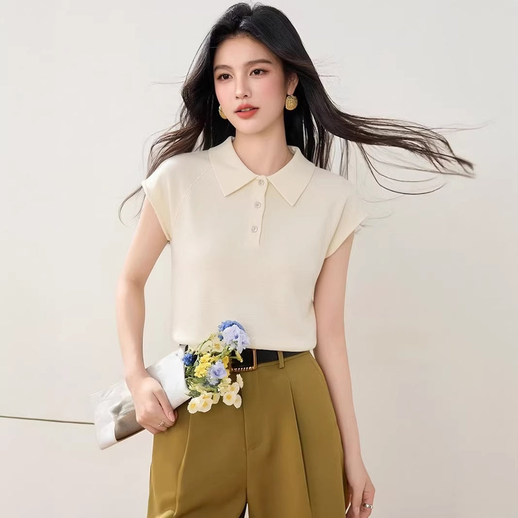 Polo Neck Regular T-Shirt Top