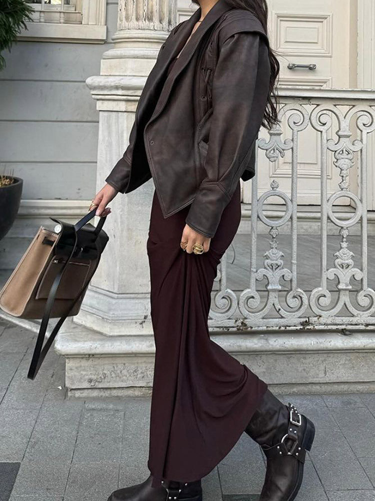 Strap up short long sleeved jacket