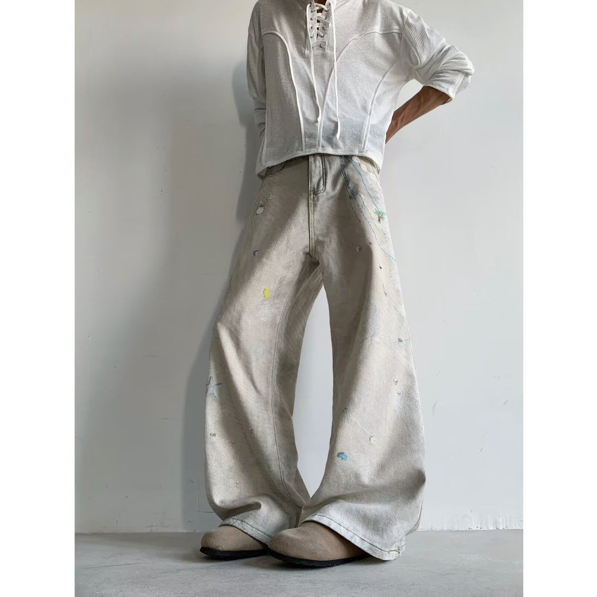 Ink splashed jeans for men