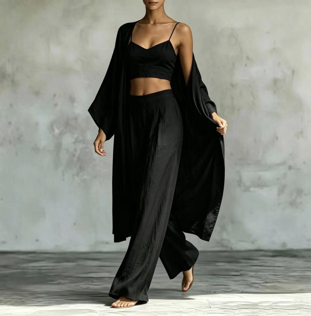 High waist wide leg pants set
