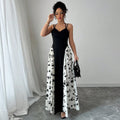 Backless contrasting printed dress