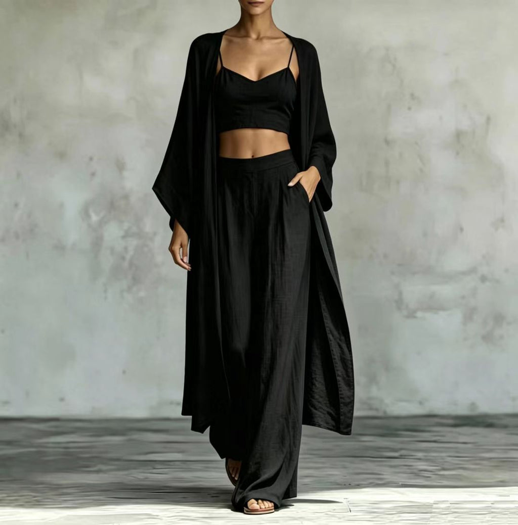 High waist wide leg pants set