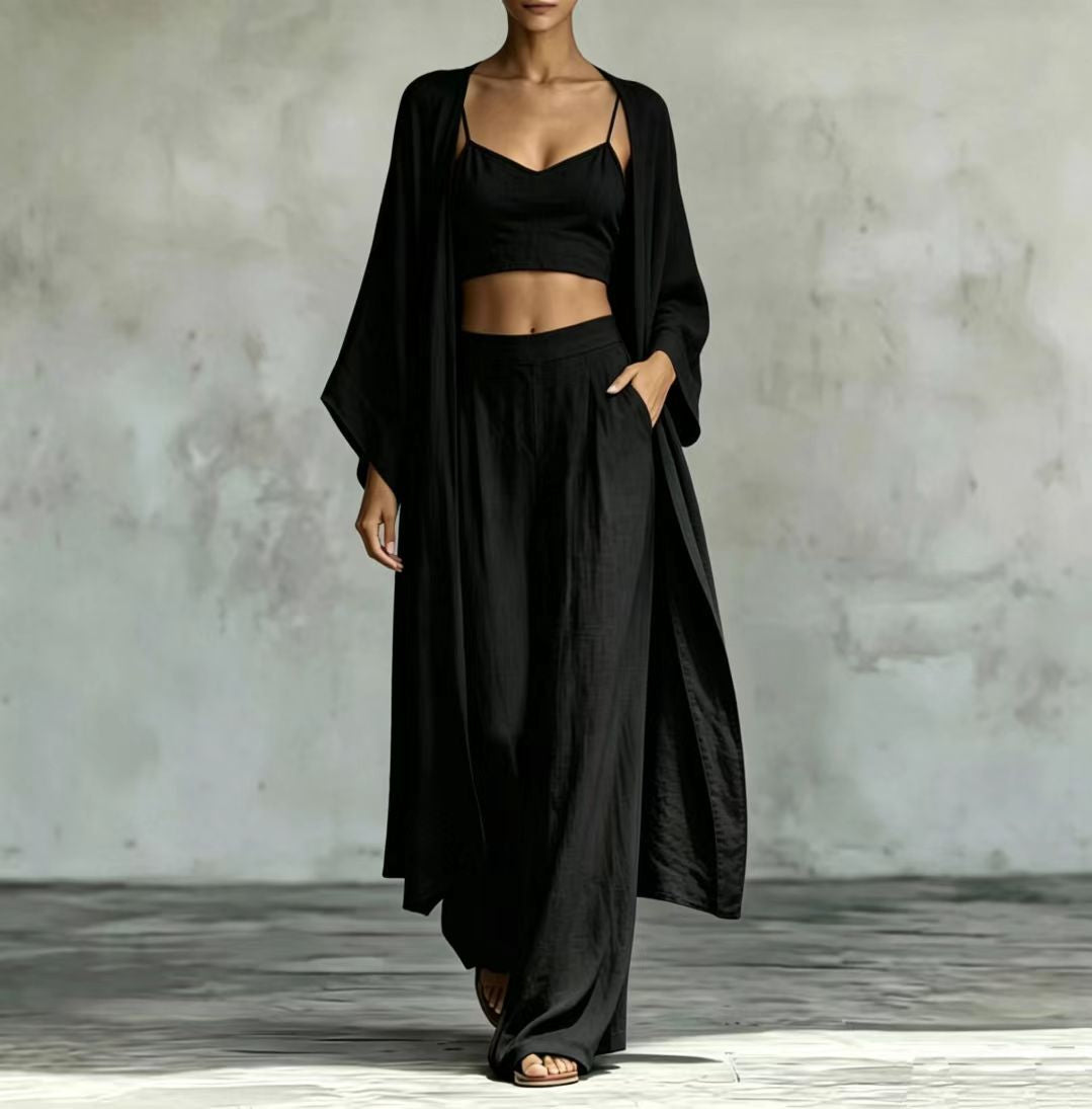 High waist wide leg pants set