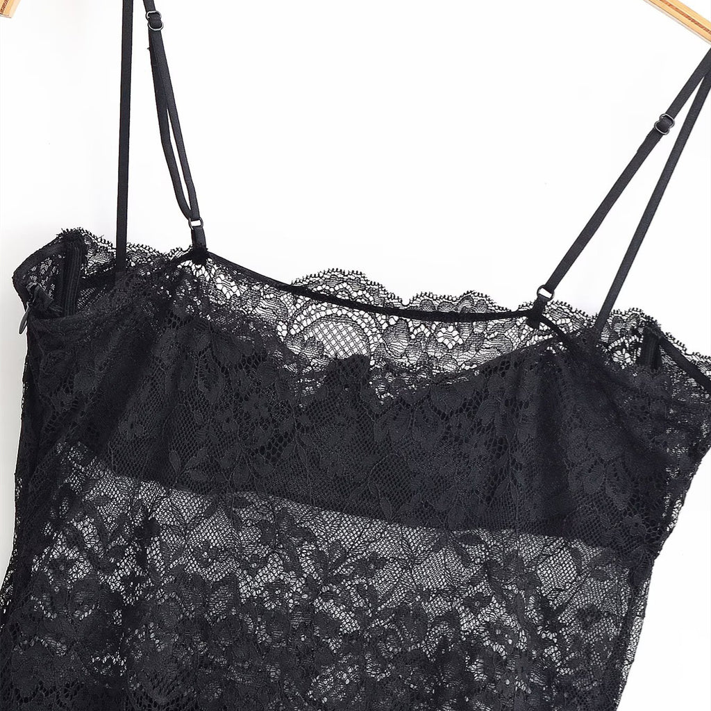 Lace patchwork camisole dress