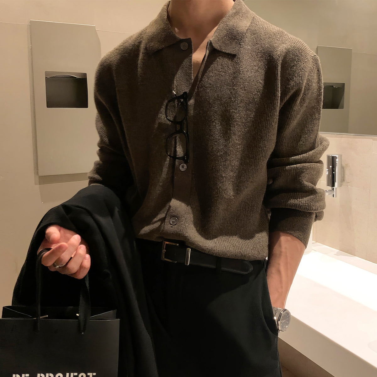 Collar Knit Cardigan for Men