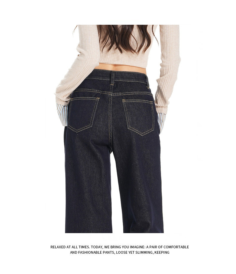 Deep Blue Wide-Leg Jeans