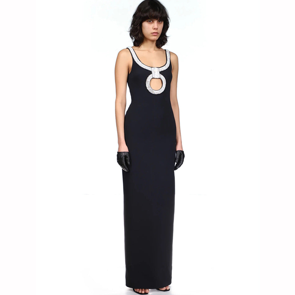 Womens Black Sleeveless Sling Dress