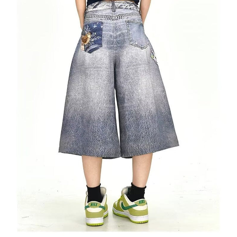 Patchwork Denim Shorts