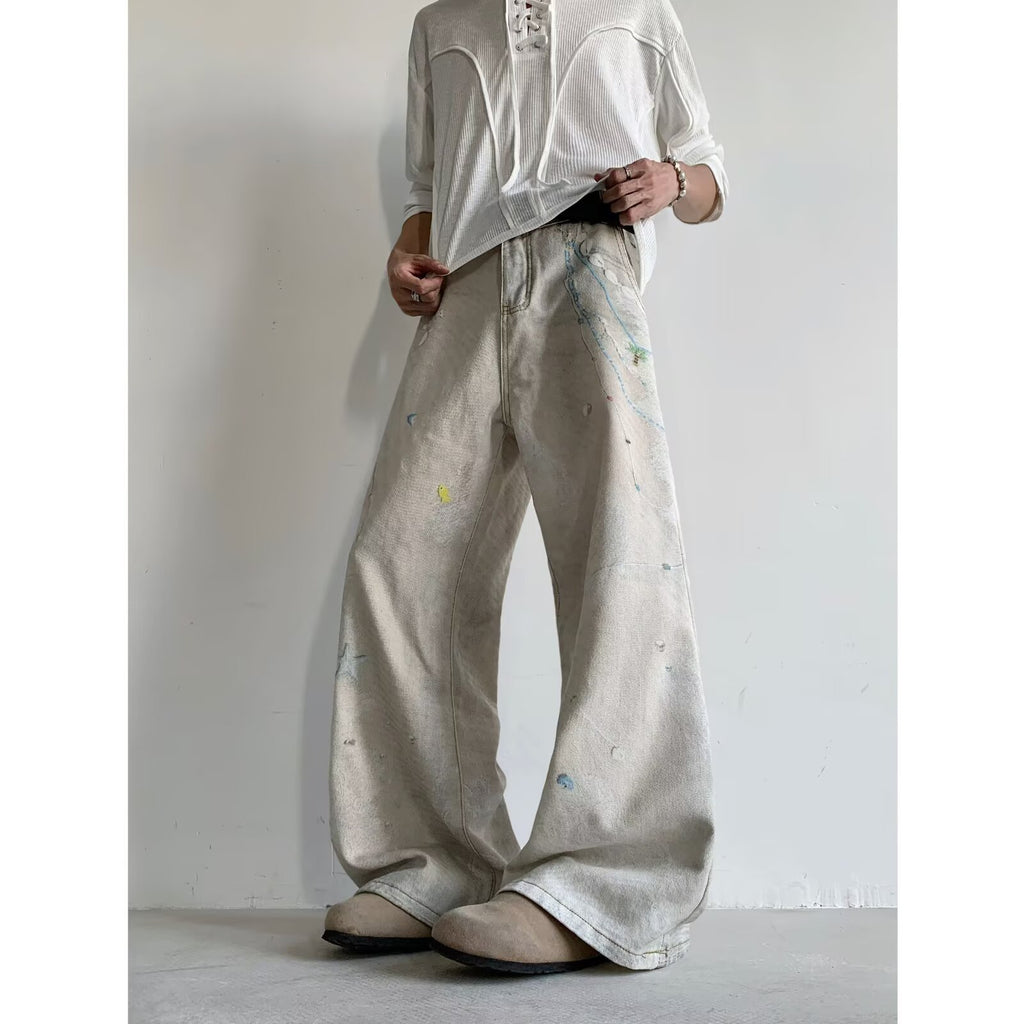 Ink splashed jeans for men