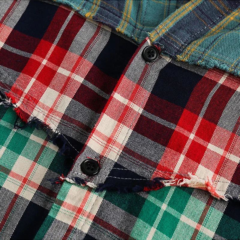 Broken Patchwork Plaid Shirts