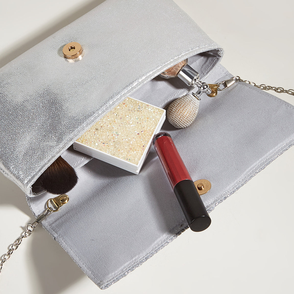 Pleated Shiny Clutch Bag