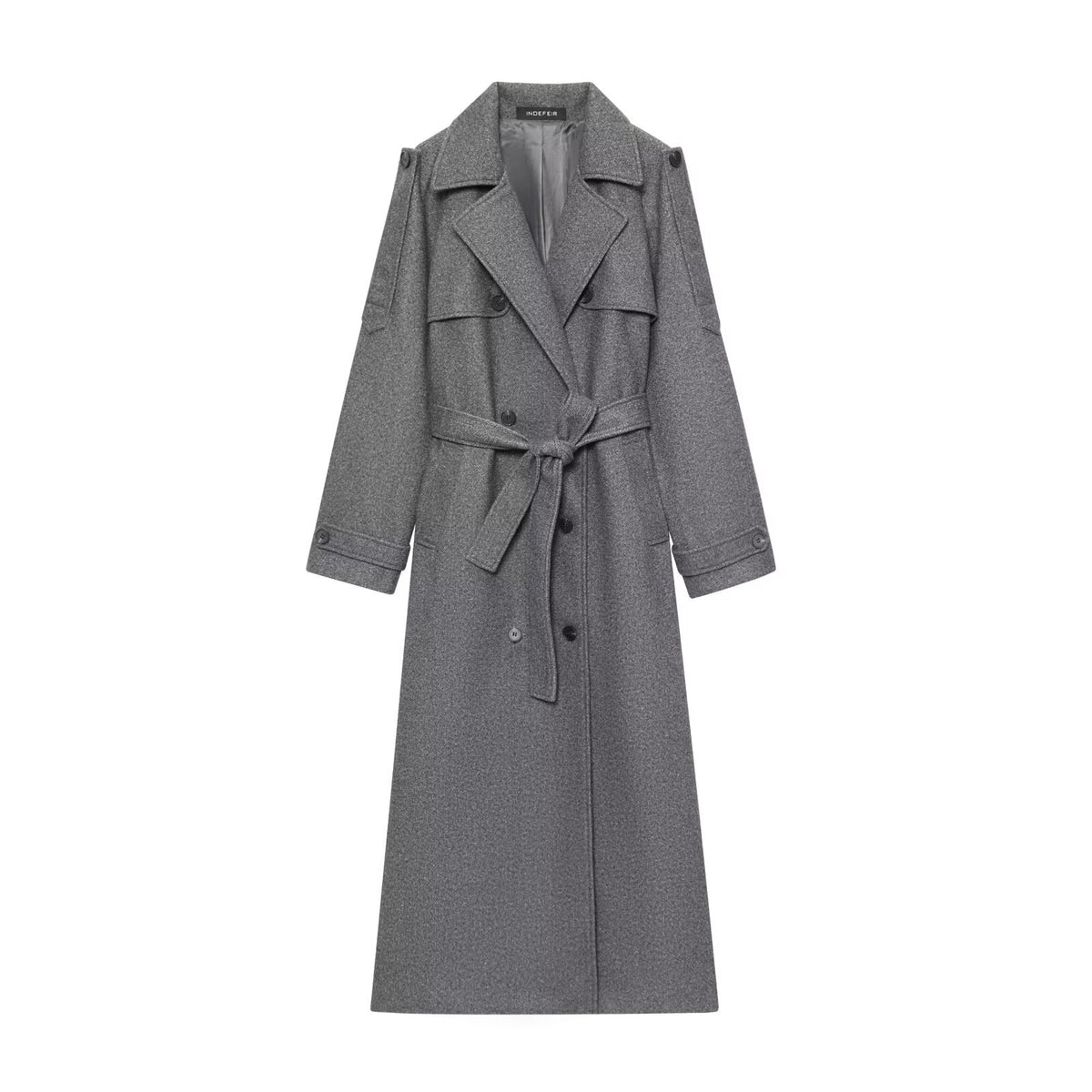Woolen waistband long coat