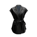 Sleeveless leather vest jacket