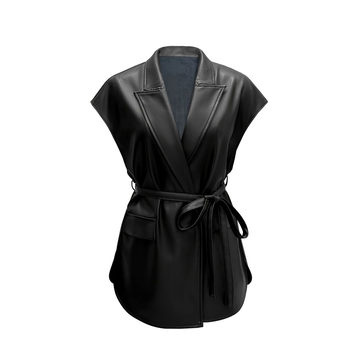 Sleeveless leather vest jacket
