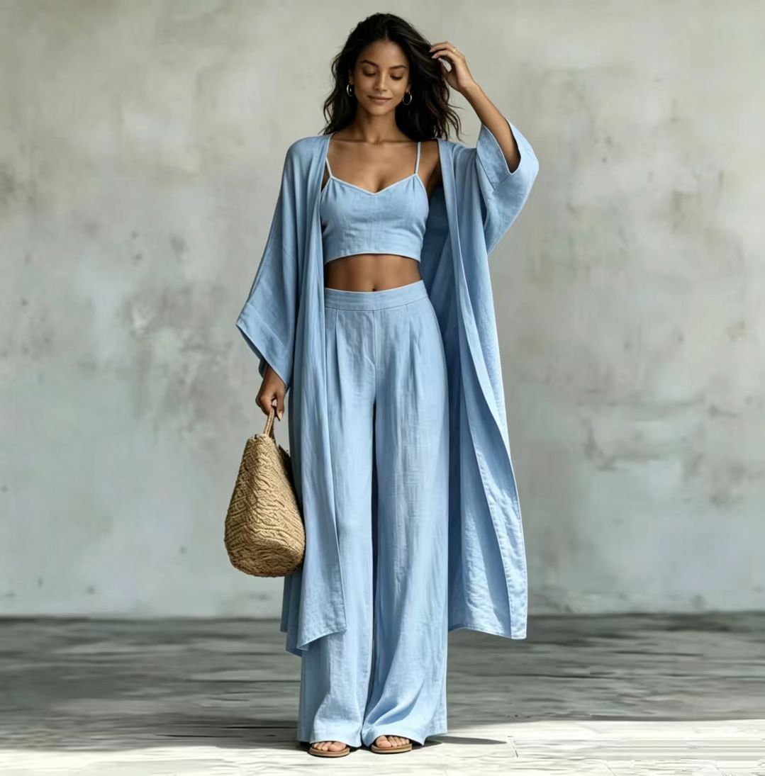 High waist wide leg pants set