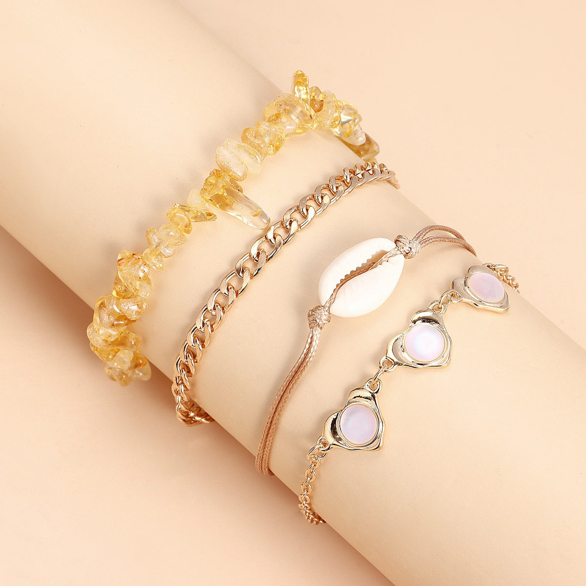 Woven shell anklet