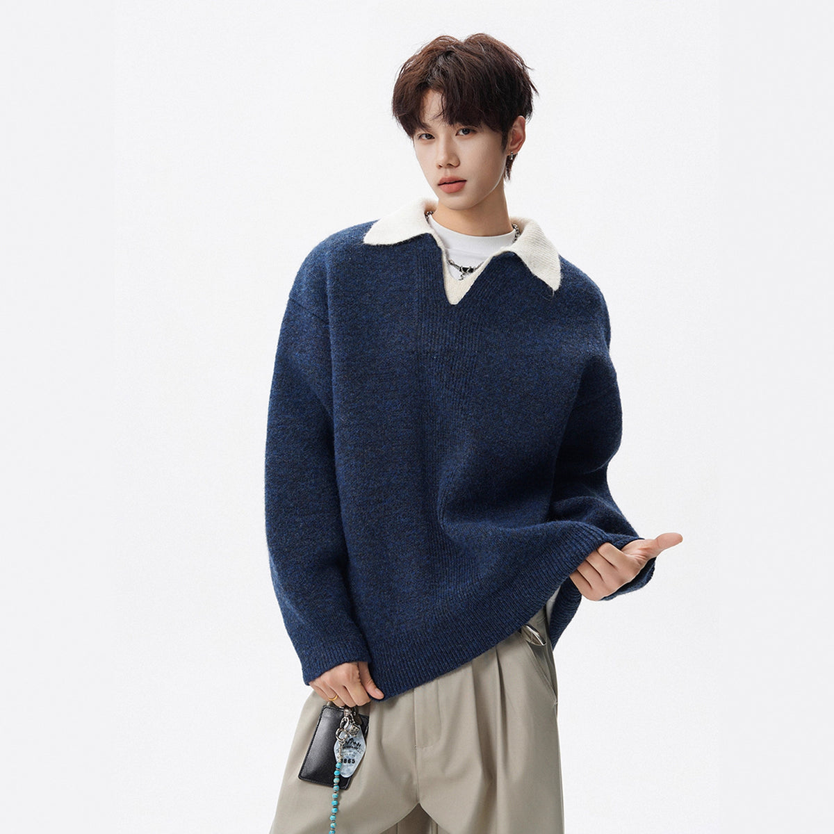 Turn-Down Collar Sweater for Men