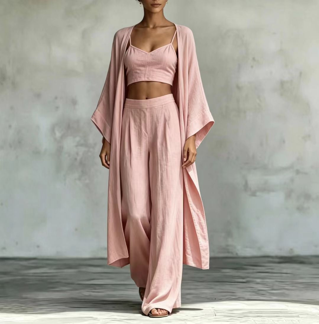 High waist wide leg pants set