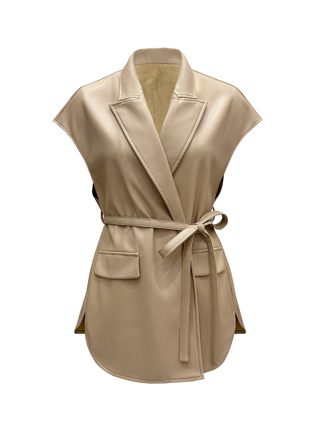 Sleeveless leather vest jacket