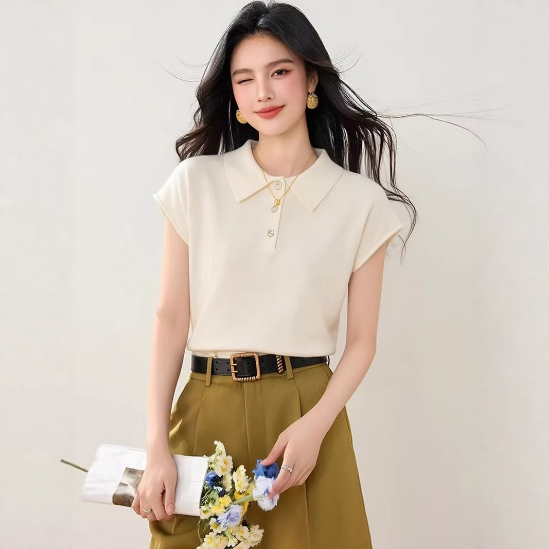 Polo Neck Regular T-Shirt Top