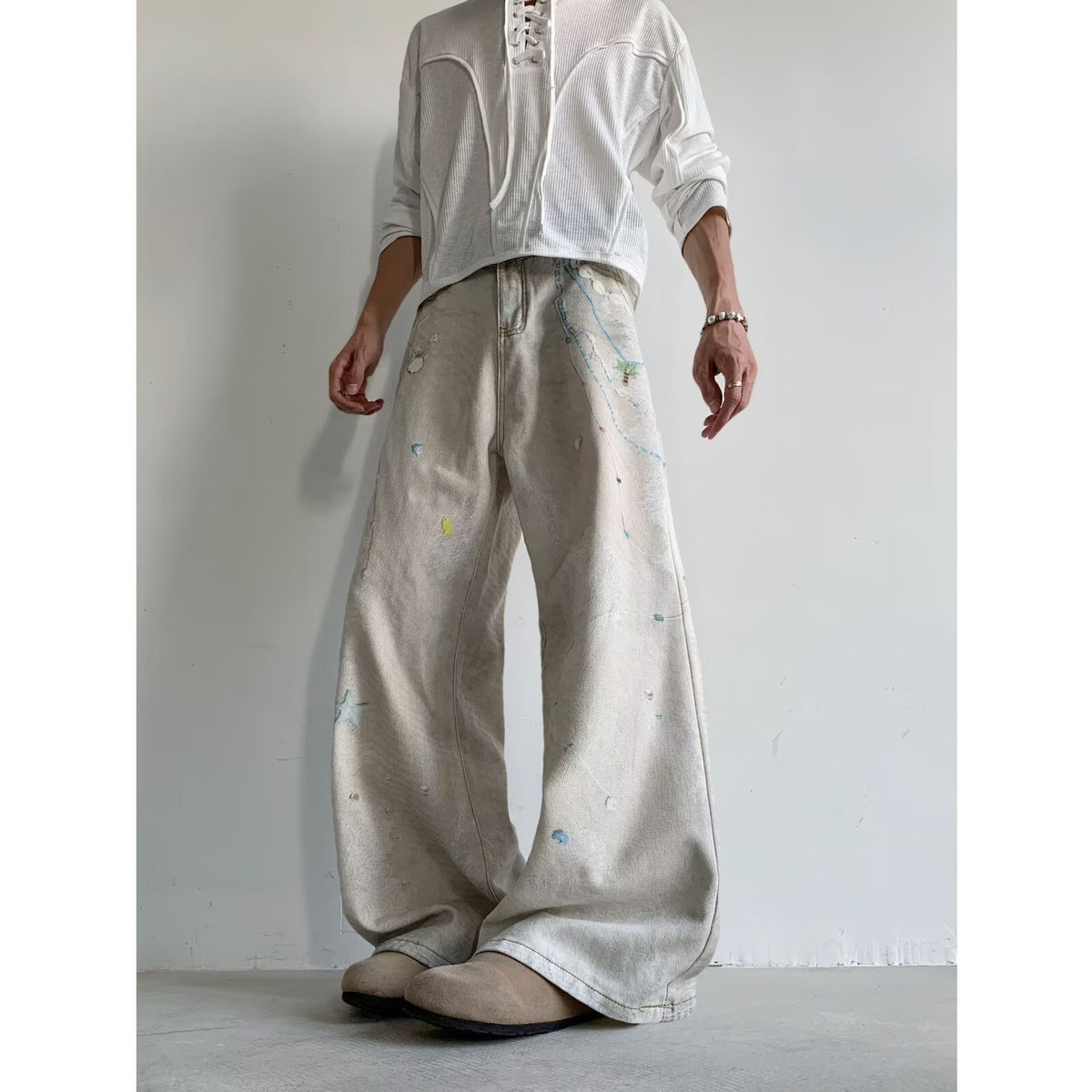 Ink splashed jeans for men