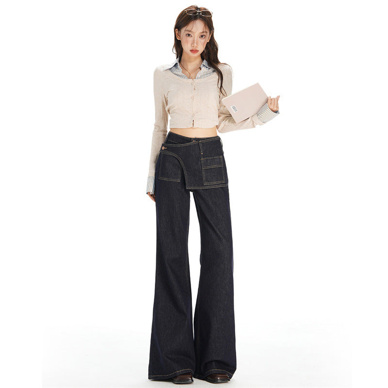 Deep Blue Wide-Leg Jeans